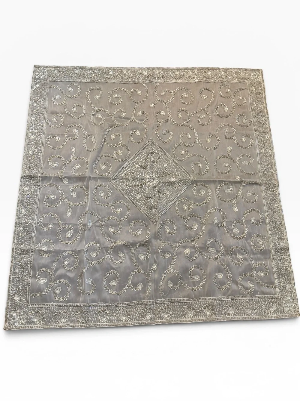 Nakashi White Embroidered Sheer Table Top
